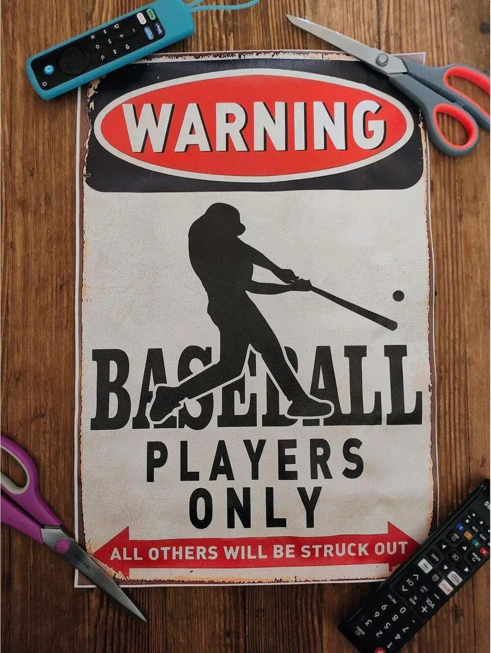 Baseball Players Only Sign - Unframed Canvas Print -12